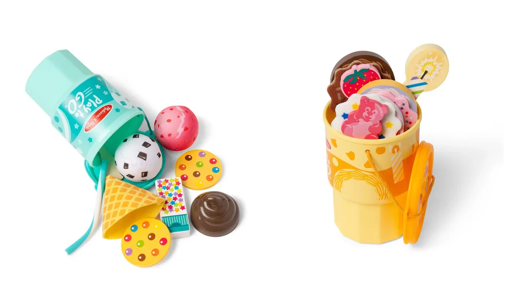 Presentación de juguetes: Melissa & Doug Play To Go Cookies & Cake y sets de juego de Ice Cream