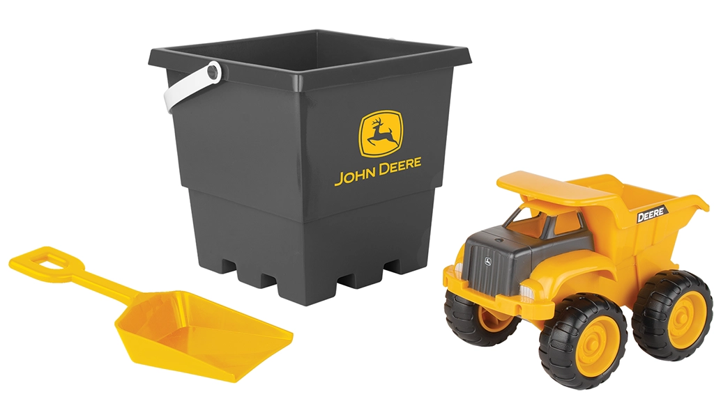 Demostración de juguetes: TOMY John Deere conjunto de caja de arena para niños de 3 piezas