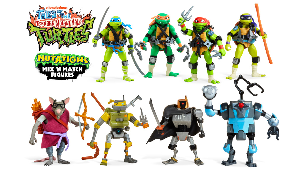 Presentación de juguetes: Playmates Toys Teenage Mutant Ninja Turtles serie de animación figuras básicas Mix N Match