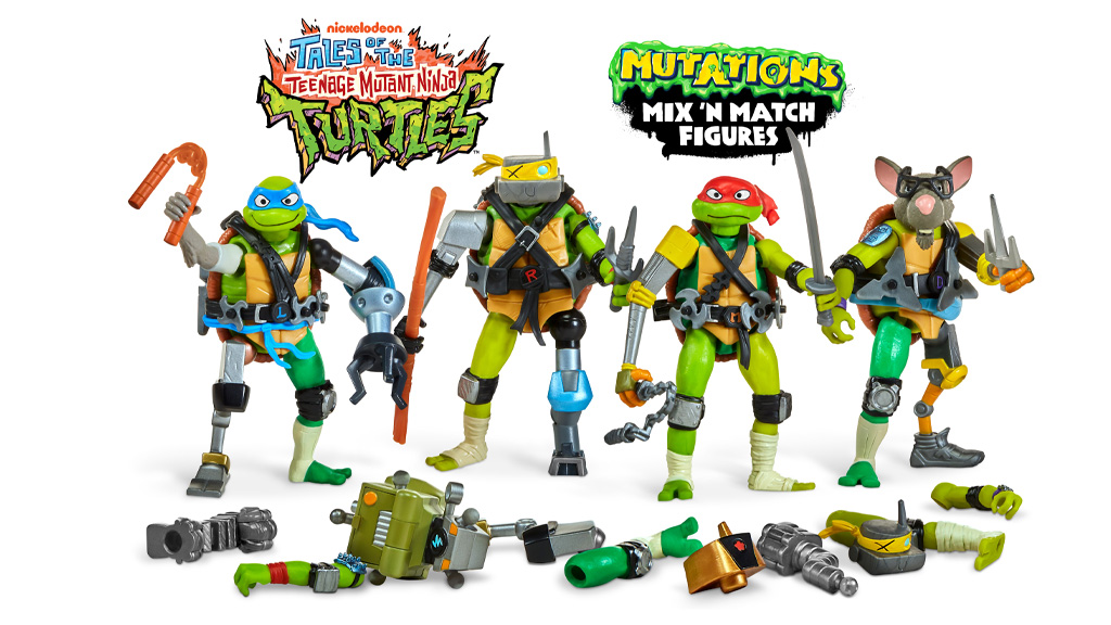 Presentación de juguetes: Playmates Toys Teenage Mutant Ninja Turtles serie de animación figuras básicas Mix N Match