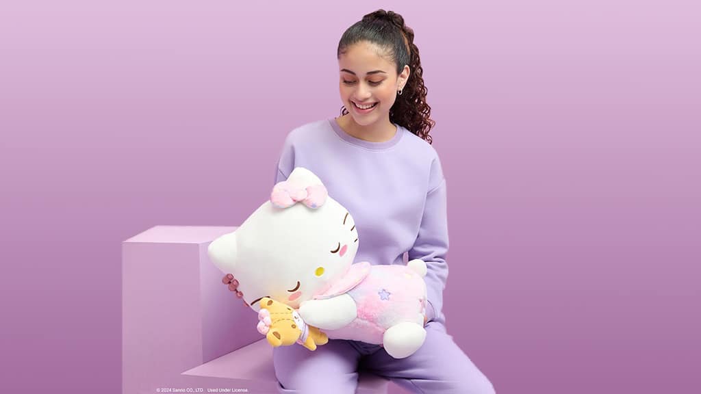 Presentación de juguetes: Jazwares Hello Kitty y sus amigos figura de peluche soñadora de 18 pulgadas Dreamland