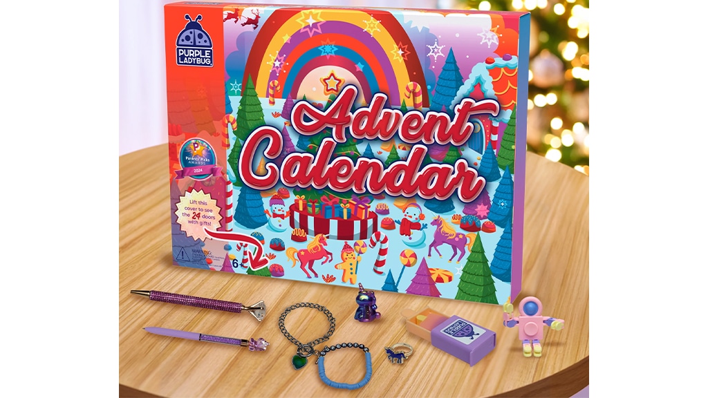 Presentación de juguetes: Calendario de adviento de mariquita morada 2024