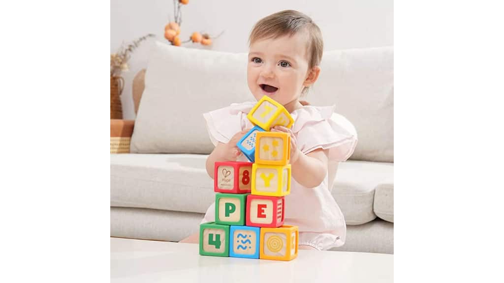 Hape Agarra y apila bloques de construcción de silicona y madera