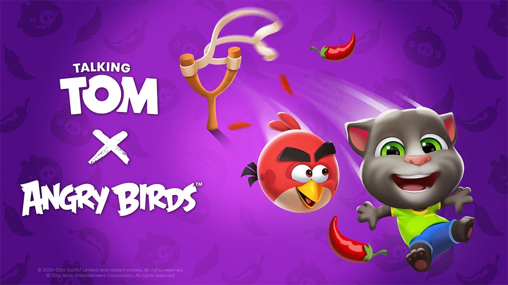 Los personajes de Talking Tom y Angry Birds luchan contra cerdos en My Talking Tom 2