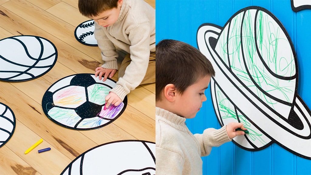 La decoración de pared coloreable y borrable de DoodleFace combina la decoración del hogar con el bricolaje.