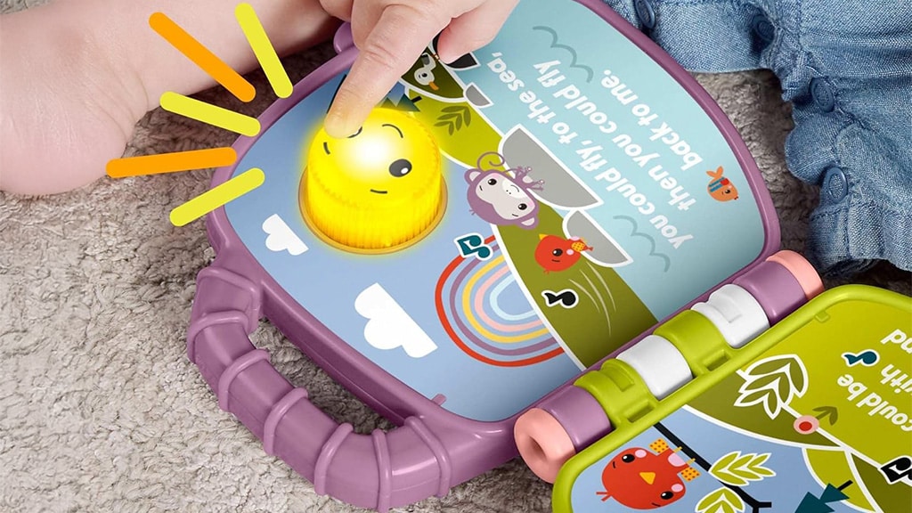 Fisher-Price Mono Púrpura Libro de Cuentos Musical