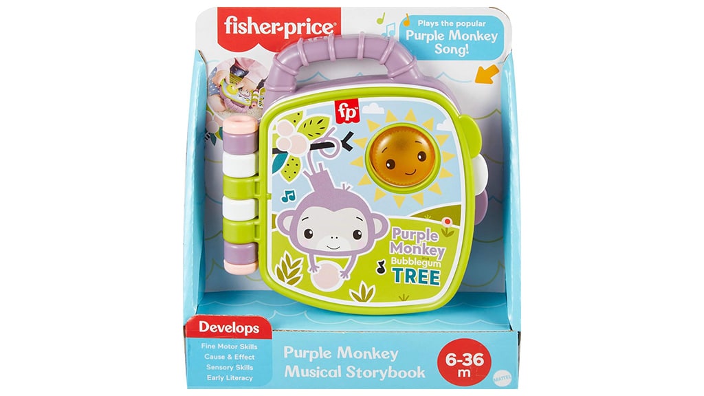 Fisher-Price Mono Púrpura Libro de Cuentos Musical