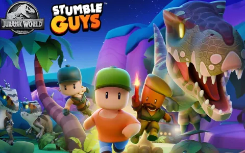 Stumble Guys combina Jurassic World con la magia de las fiestas.