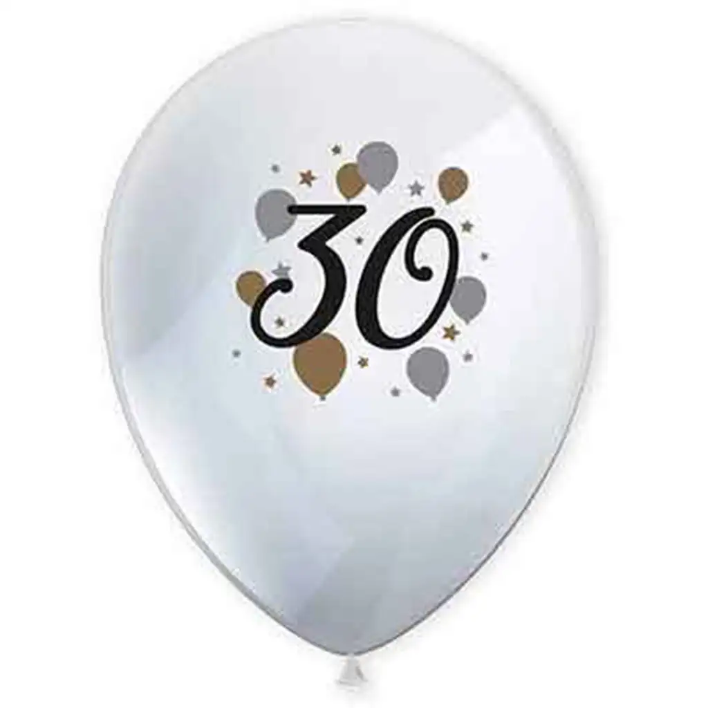 imagen de "30" años globo de látex con diseño set de 6 1