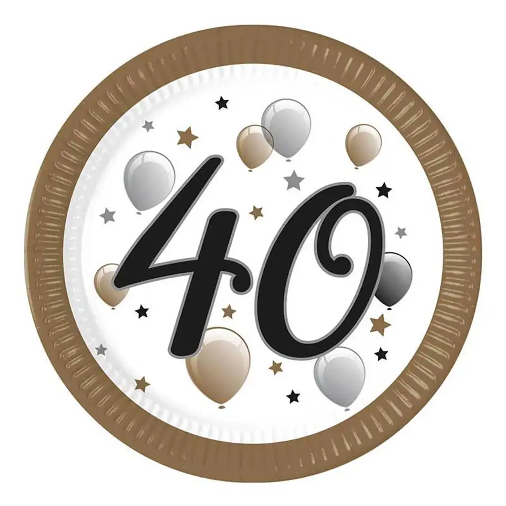 imagen de "40" años plato de papel con inscripción set de 8 piezas 23cm 1