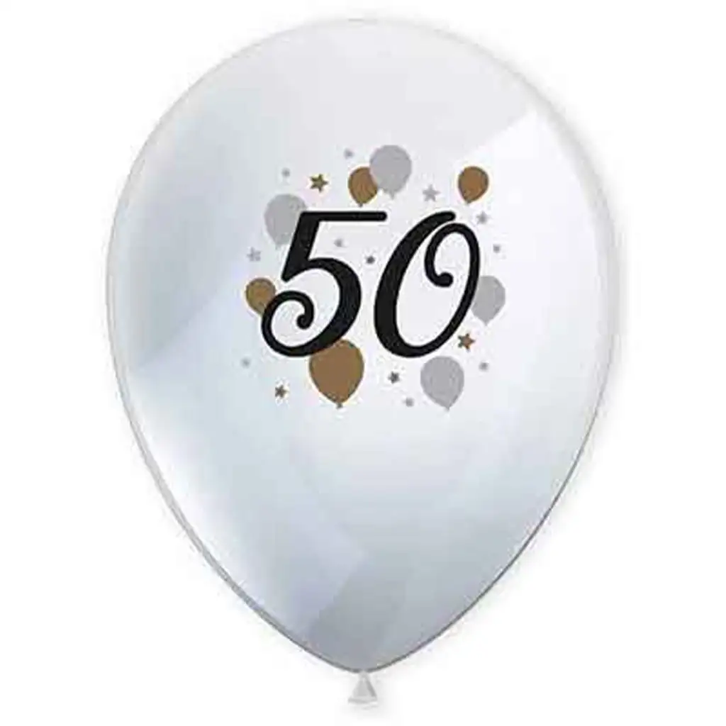 imagen de "50" años globo de látex con diseño set de 6 unidades 1