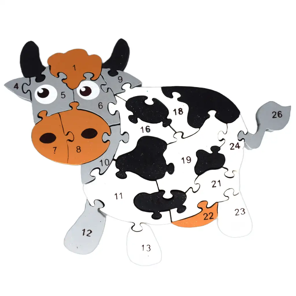 imagen de ABC - 123 puzzle de madera de vacas 1