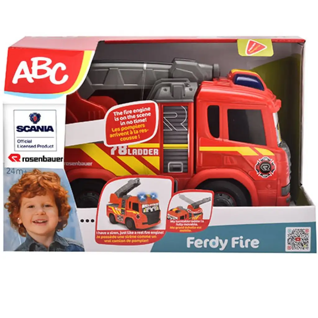 imagen de ABC Fredy Fire camión de bomberos con luz y sonido 25cm - Simba Toys 1