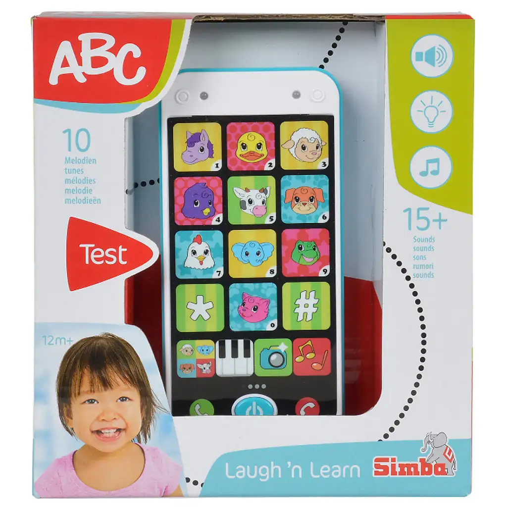 imagen de ABC teléfono inteligente blanco-azul con luz y sonido 13cm - Simba Toys 2