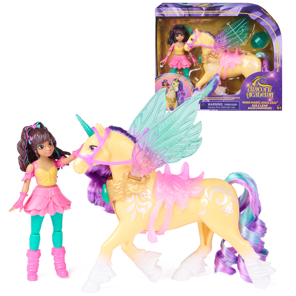 imagen de Academia Unicornio: Ava muñeca Wing Magic y set de juego unicornio Leaf - Spin Master 1