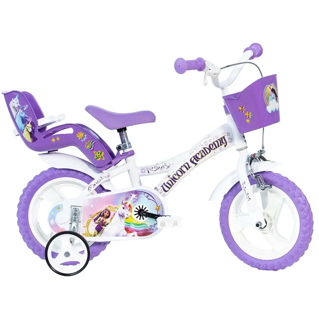 imagen de Academia Unicornio bicicleta blanca-púrpura tamaño 12 - bicicleta Dino Bikes 1