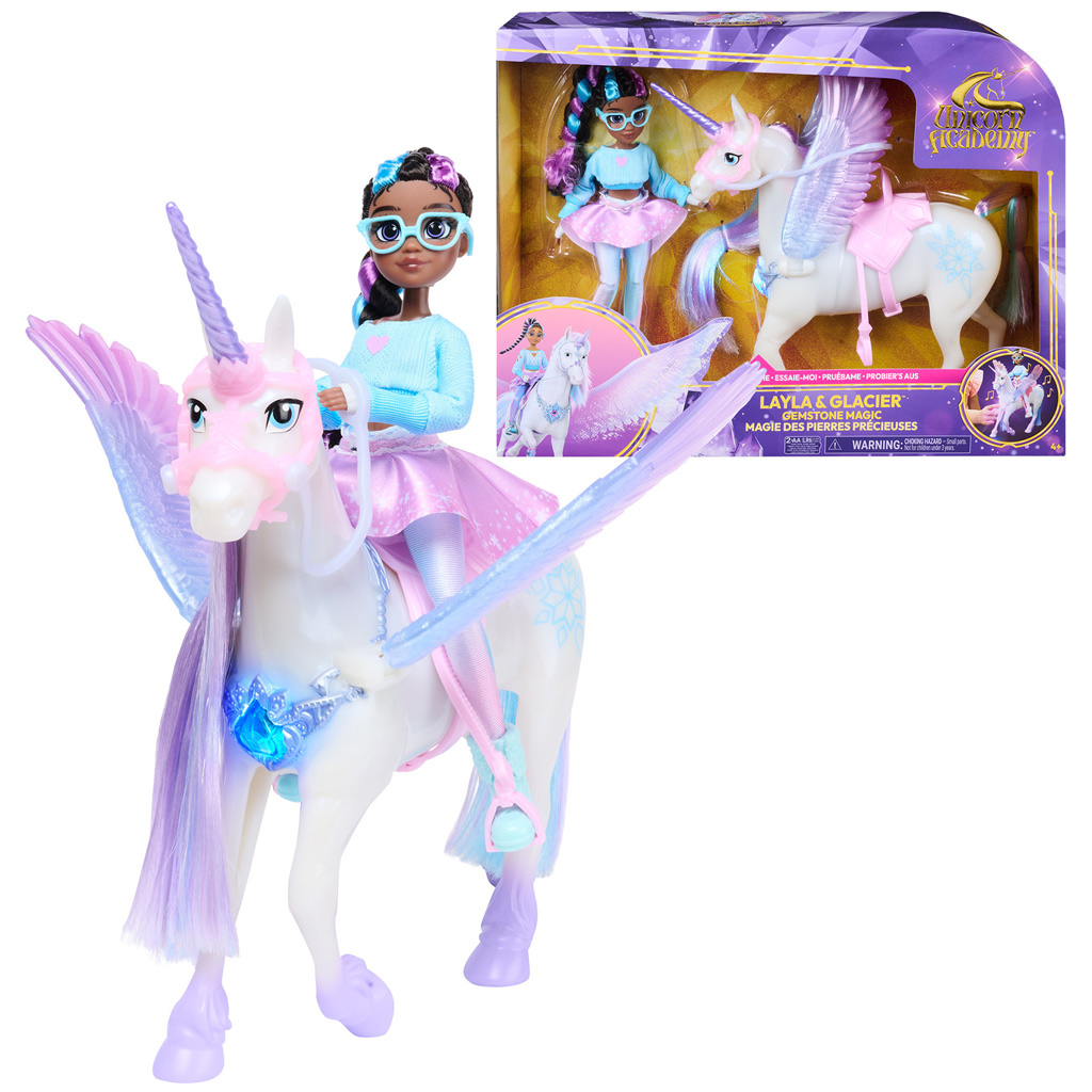 imagen de Academia Unicornio: Muñeca Layla y set de juego unicornio alado Glacier - Spin Master 1