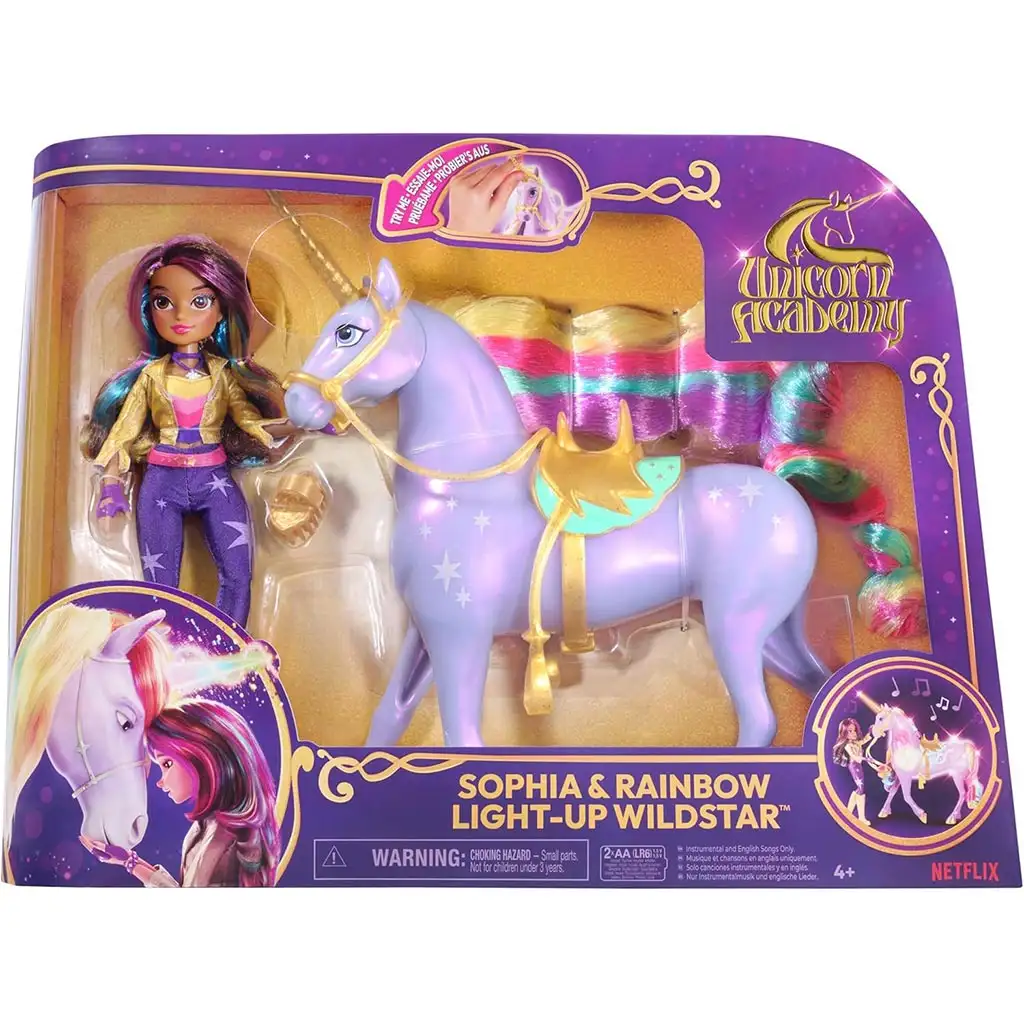 imagen de Academia Unicornio: Muñeca Unicornio - Sophia y Light-Up Wildstar - Spin Master 1