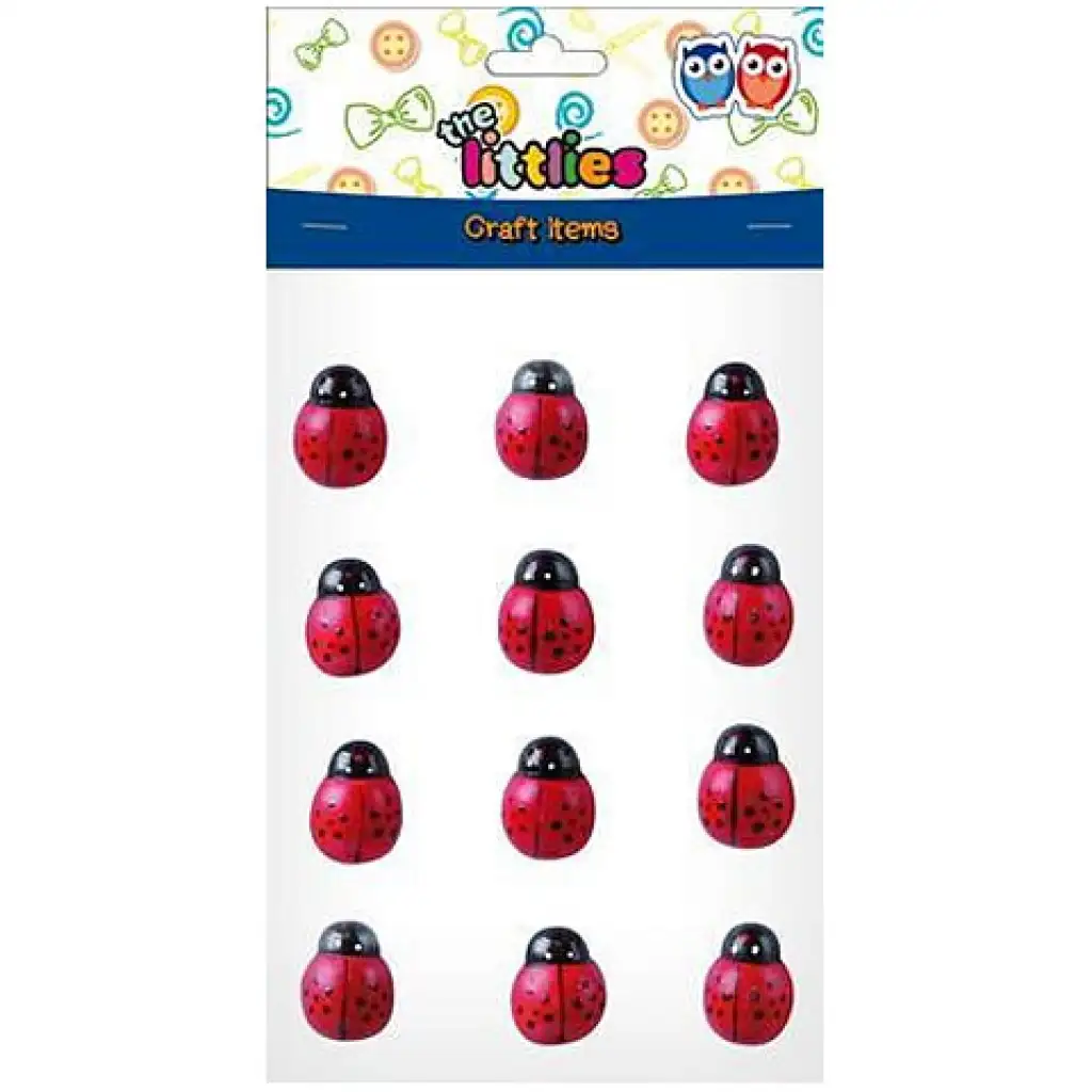 imagen de Adorno decorativo de mariquita de madera 18mm 12ud 1