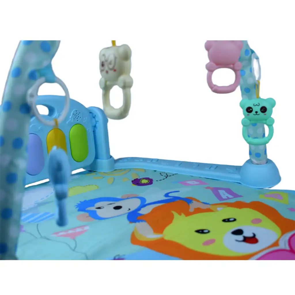 imagen de Alfombra de juego azul con leones y piano para bebés 64x78cm 5