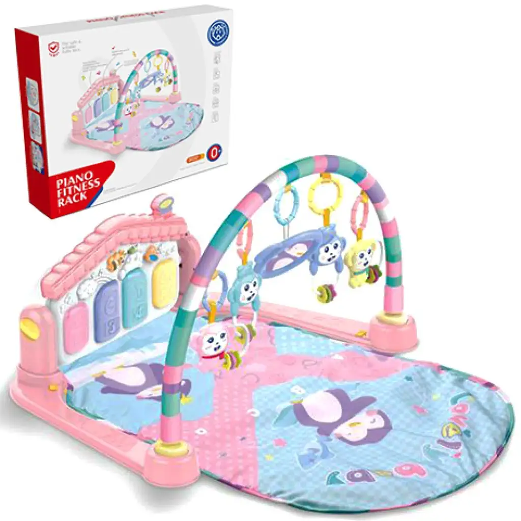 imagen de Alfombra de juego musical y de actividades Baby Fitness con piano de pies en color rosa 1