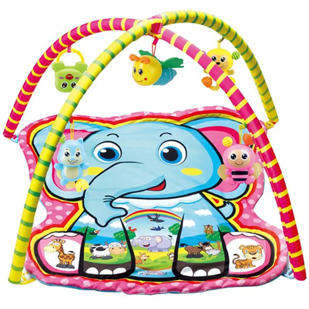 imagen de Alfombra de juego para bebés con elefantes y animales de peluche 72x65x47cm 1