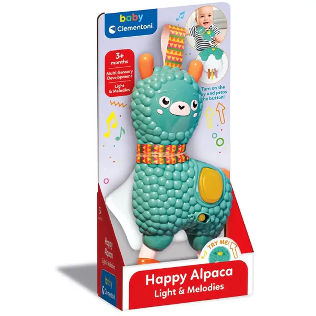 imagen de Alpaca feliz interactiva con sonajero, luz y sonido - Clementoni 1