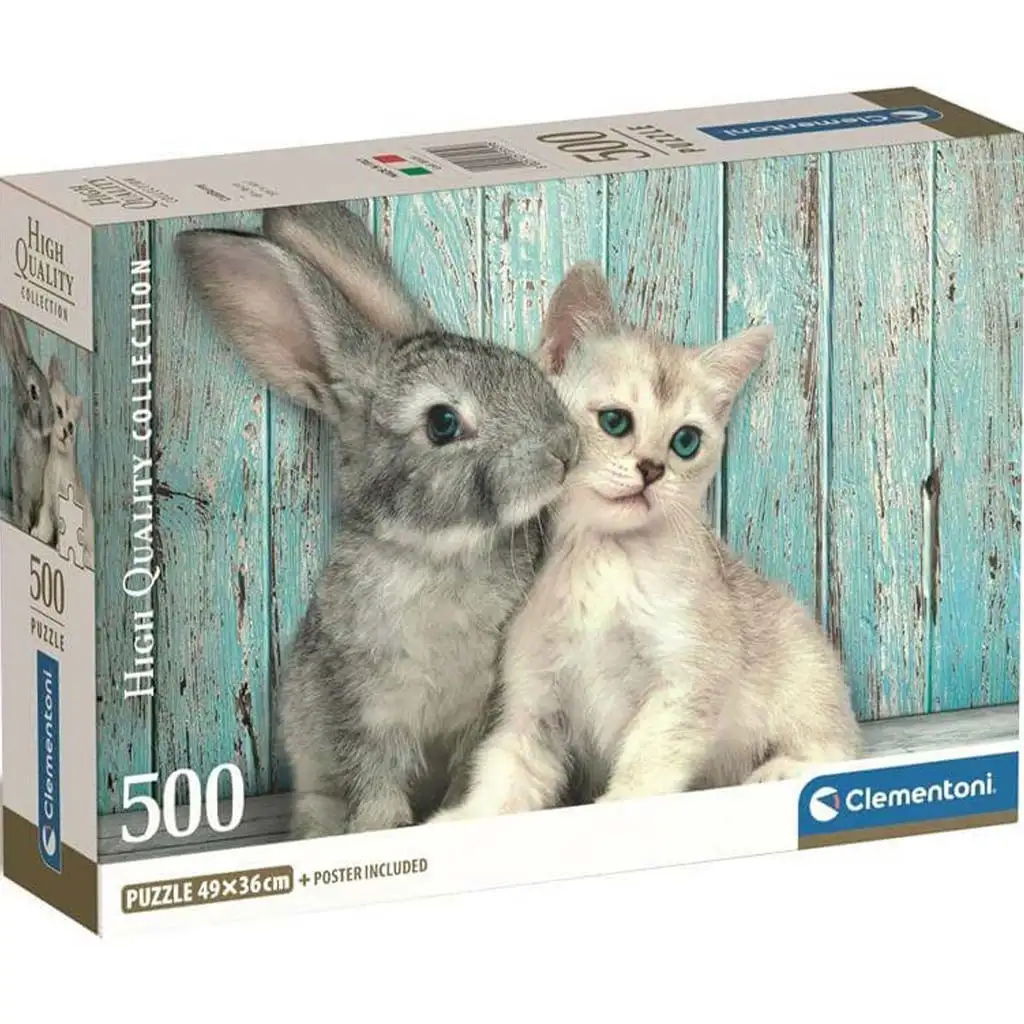 imagen de Amistad entre el gato y el conejo HQC 500 piezas Puzzle Compacto - Clementoni 1