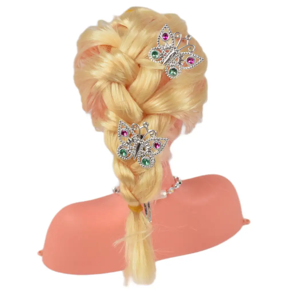 imagen de Angell: Cabeza de muñeca peinable y cepillable con tiara y accesorios de 21 cm 3
