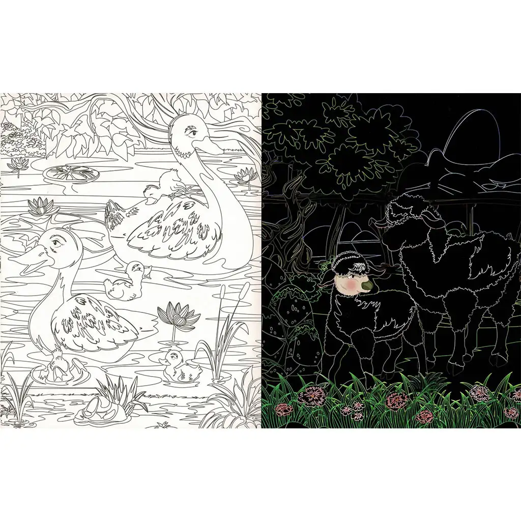 imagen de Animales de granja ocultos - Cuaderno para colorear con páginas rascables y para colorear 3