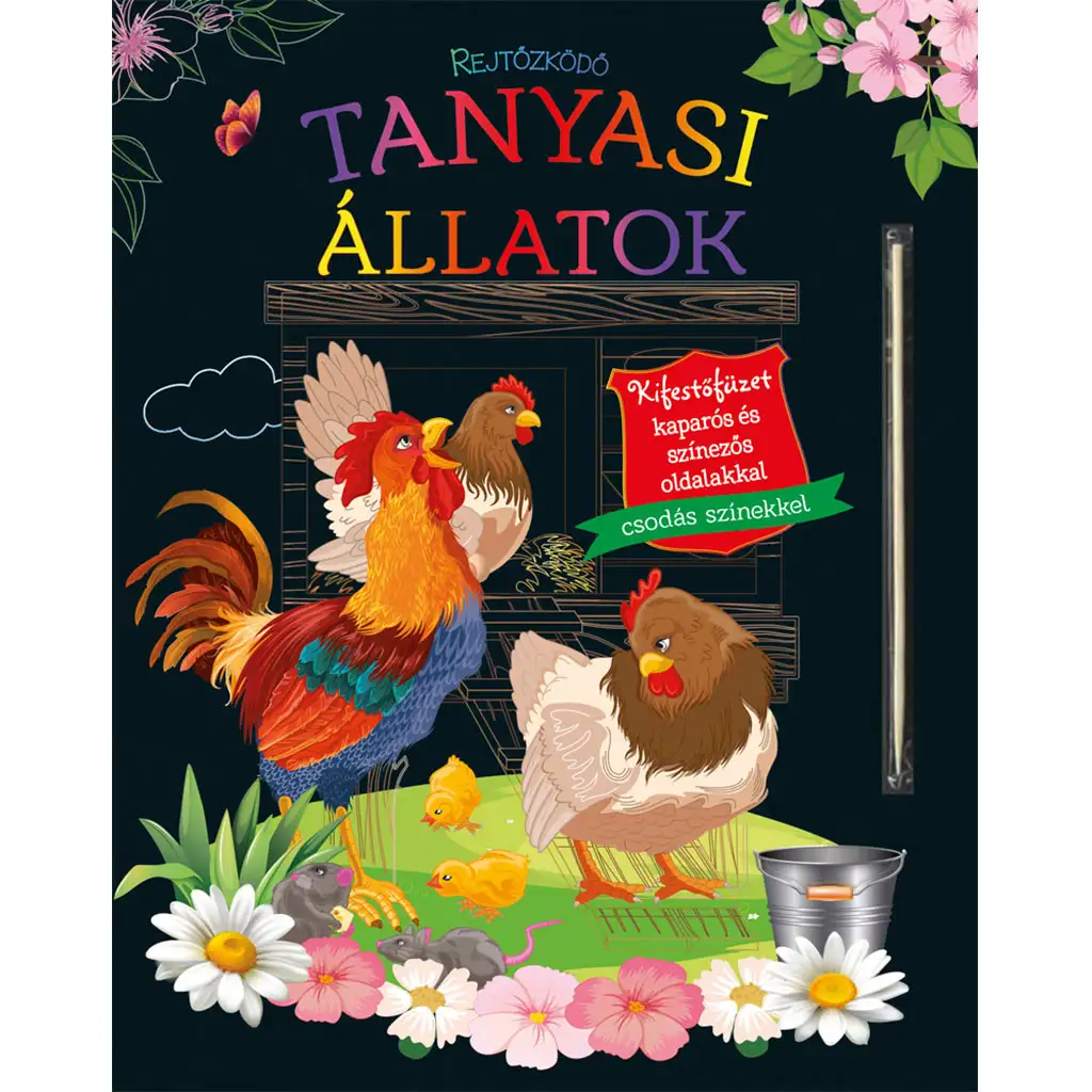 imagen de Animales de granja ocultos - Cuaderno para colorear con páginas rascables y para colorear 1