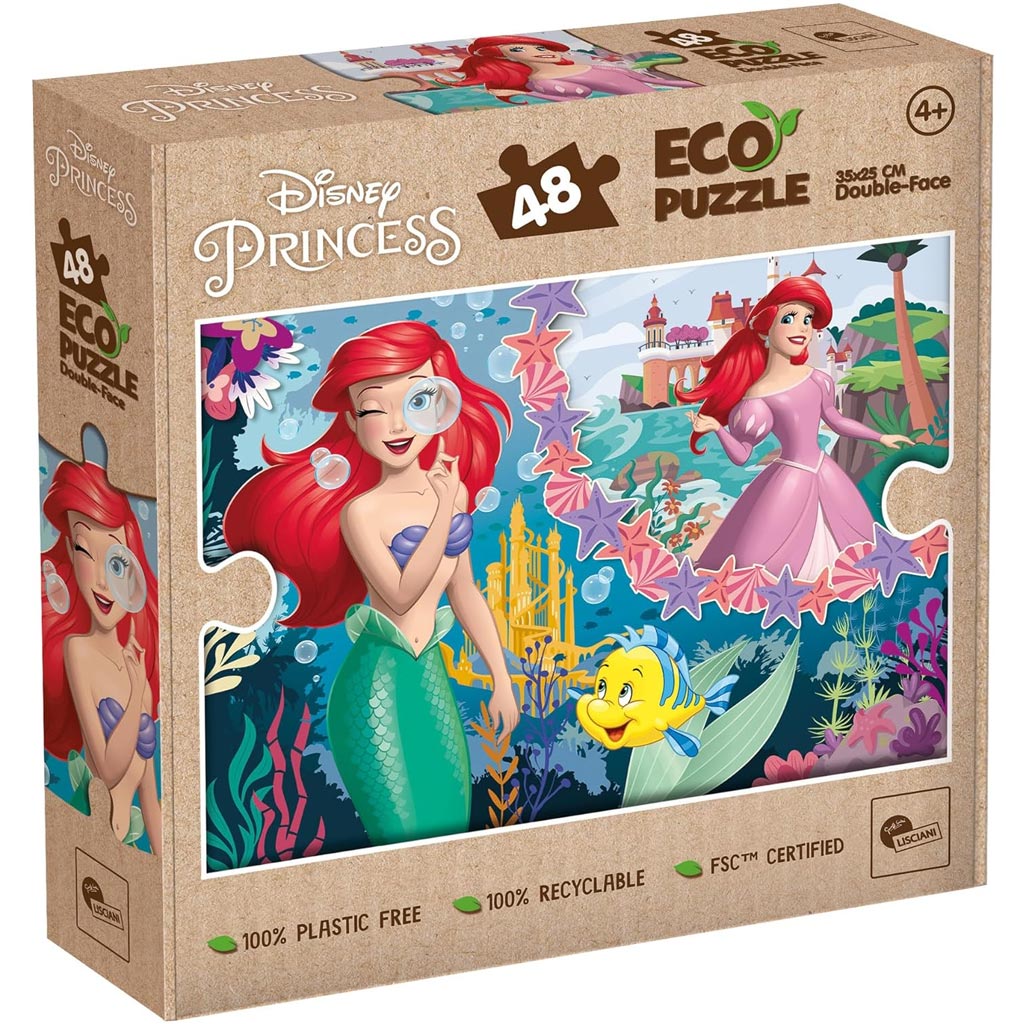 imagen de Ariel dos mundos 2 en 1 48 piezas Eco mini puzzle y colorear 35x25cm - Lisciani 1