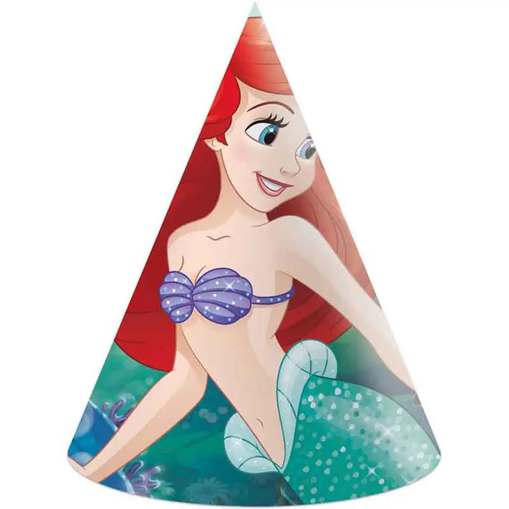 imagen de Ariel el pequeño sirenita gorro de fiesta set de 6 piezas 1