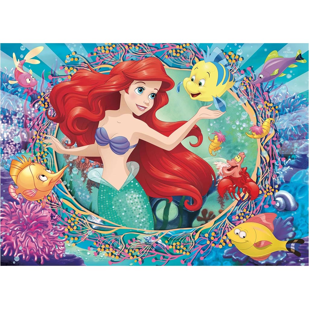 imagen de Ariel la sirenita 2 en 1 puzzle y libro para colorear de 48 piezas 35x25cm - Lisciani 2