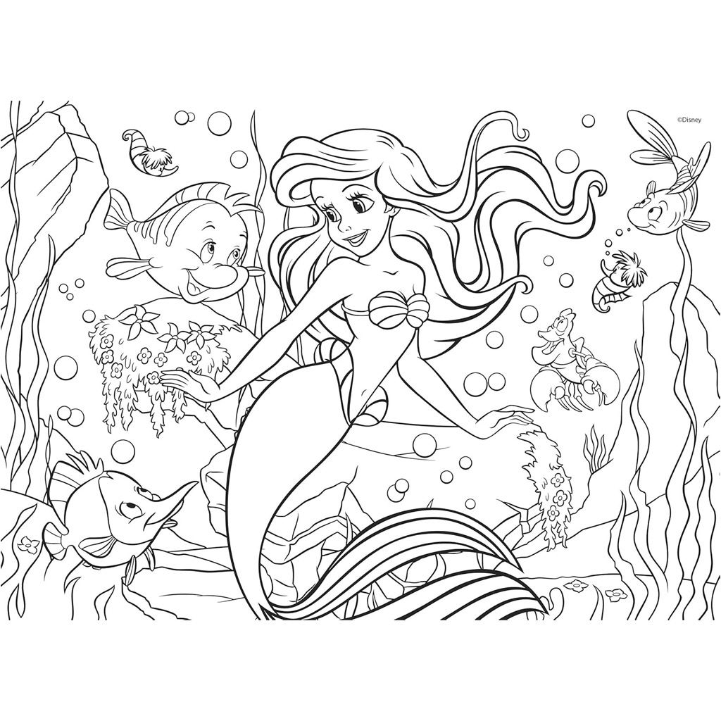 imagen de Ariel la sirenita 2 en 1 puzzle y libro para colorear de 48 piezas 35x25cm - Lisciani 3
