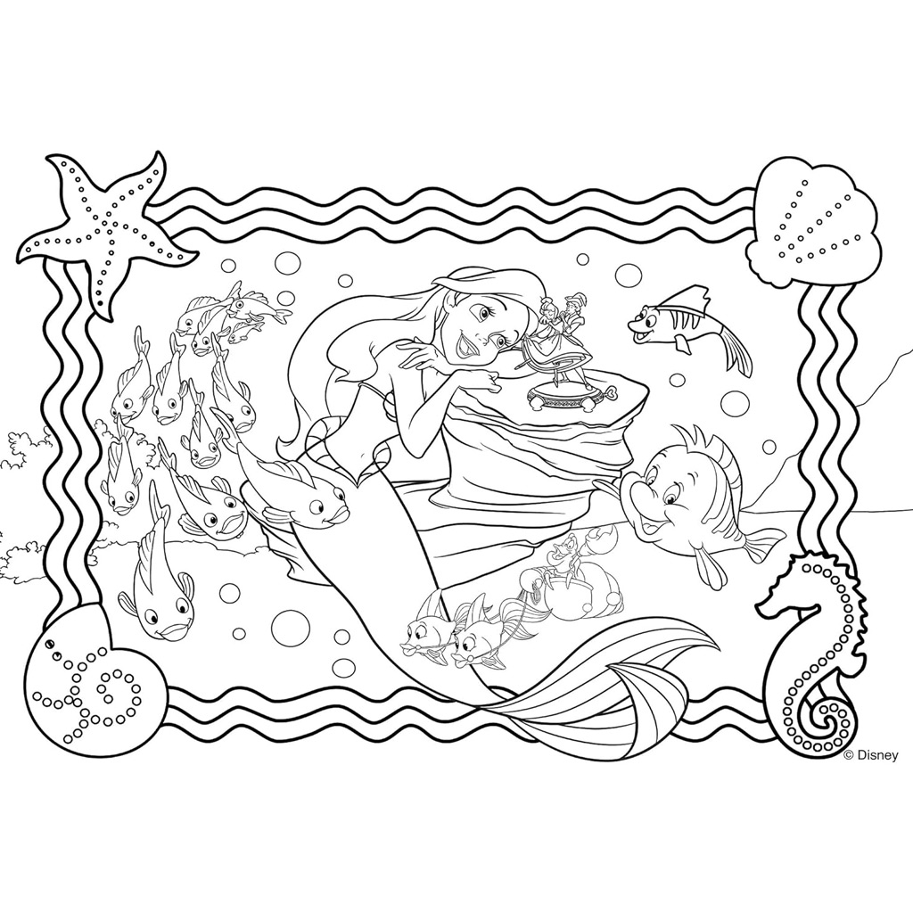 imagen de Ariel la sirenita 2 en 1 rompecabezas de 250 piezas y colorear 50x35cm - Lisciani 3