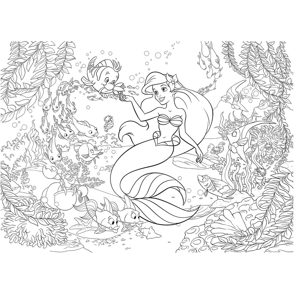 imagen de Ariel la sirenita 2 en 1 rompecabezas y colorear 108 piezas 50x35cm - Lisciani 3