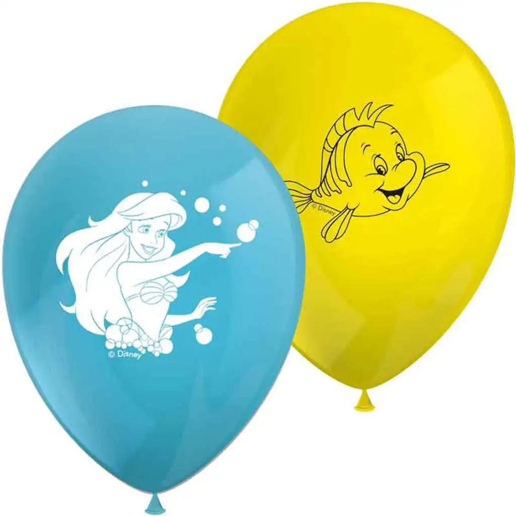 imagen de Ariel la sirenita globos de látex con diseño set de 8 1