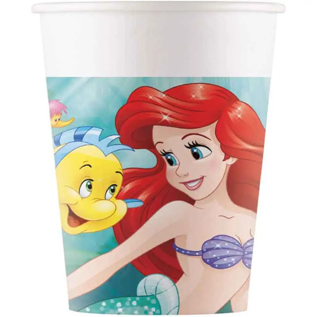 imagen de Ariel la sirenita set de 8 vasos de papel 200ml 1