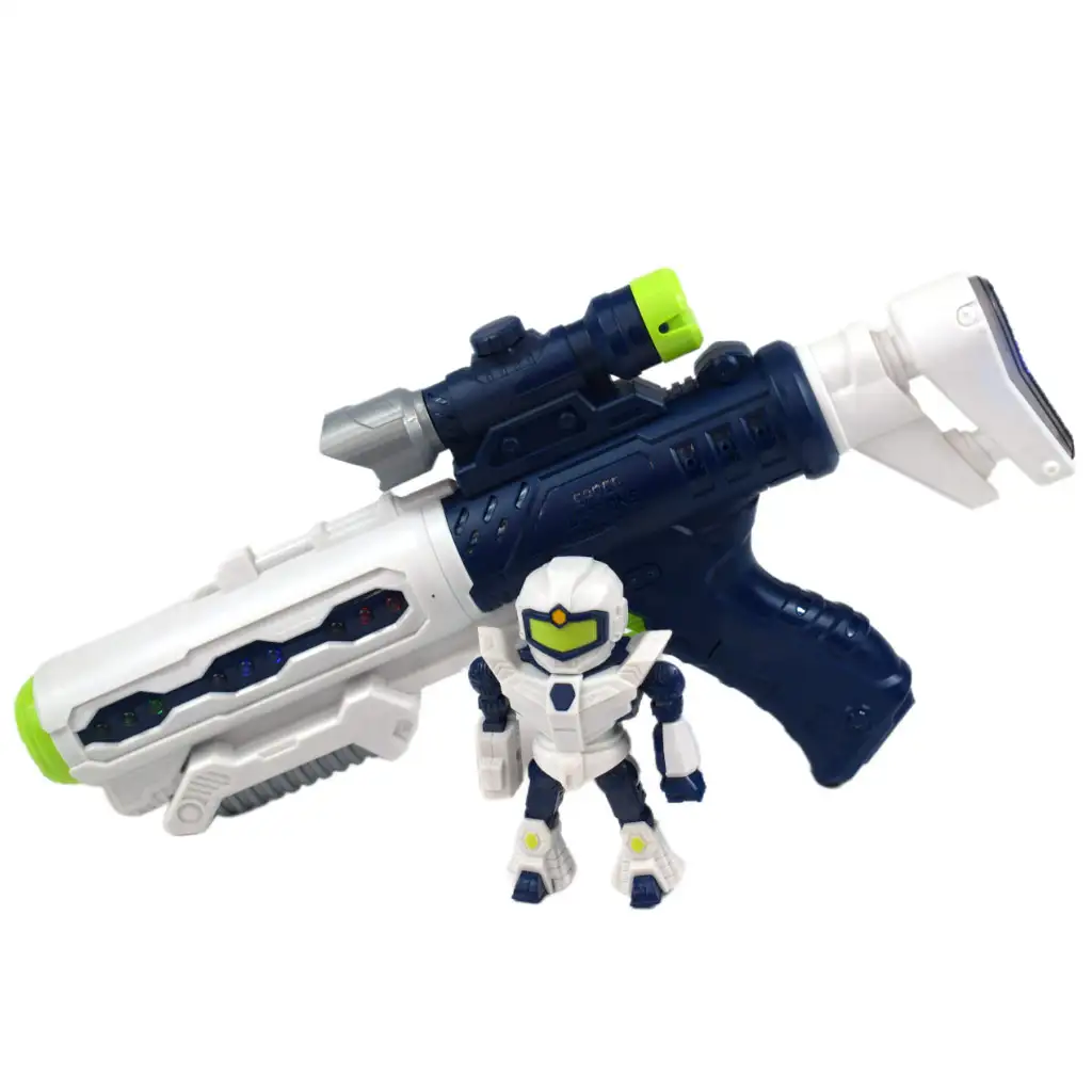 imagen de Arma Espacial: Arma de proyector con figura de robot, luz y sonido 34cm 2