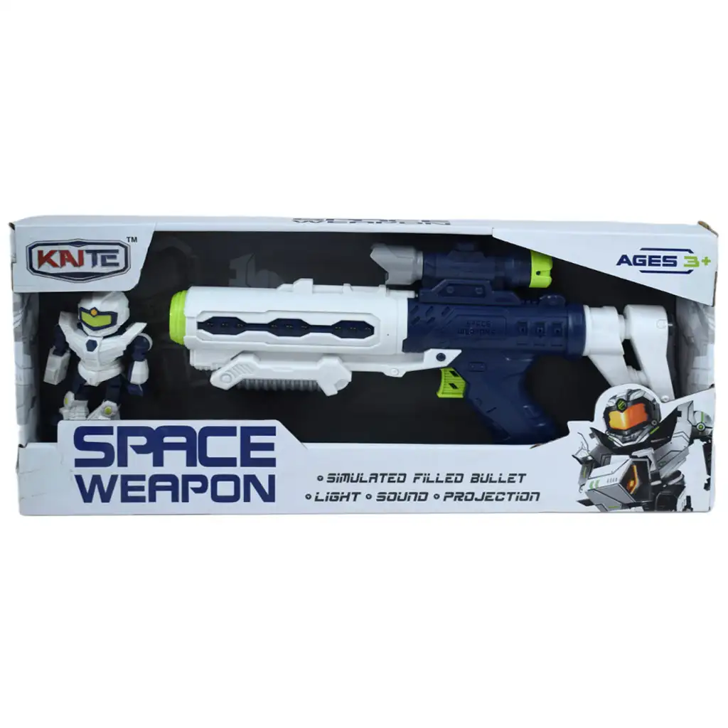 imagen de Arma Espacial: Arma de proyector con figura de robot, luz y sonido 34cm 8