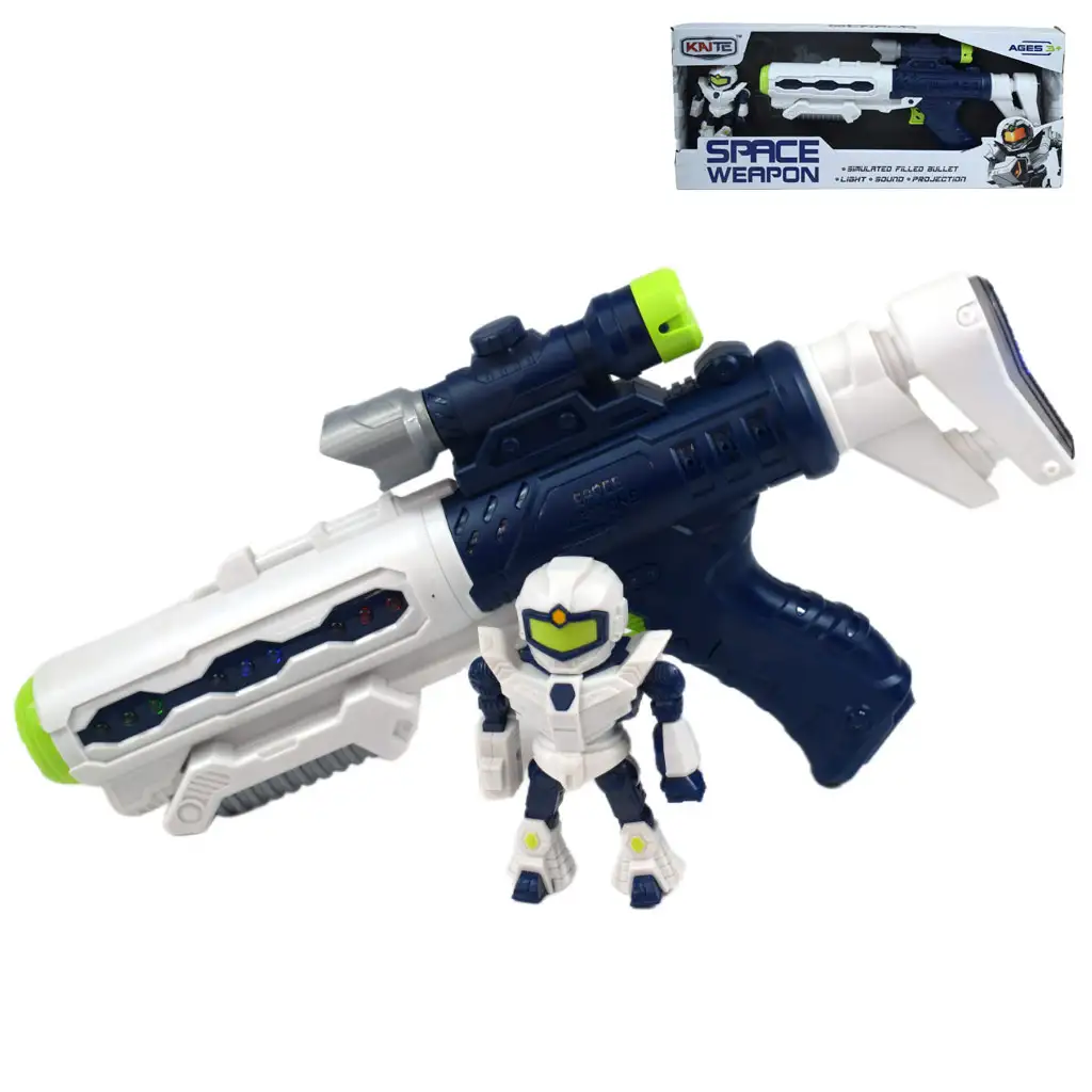 imagen de Arma Espacial: Arma de proyector con figura de robot, luz y sonido 34cm 1