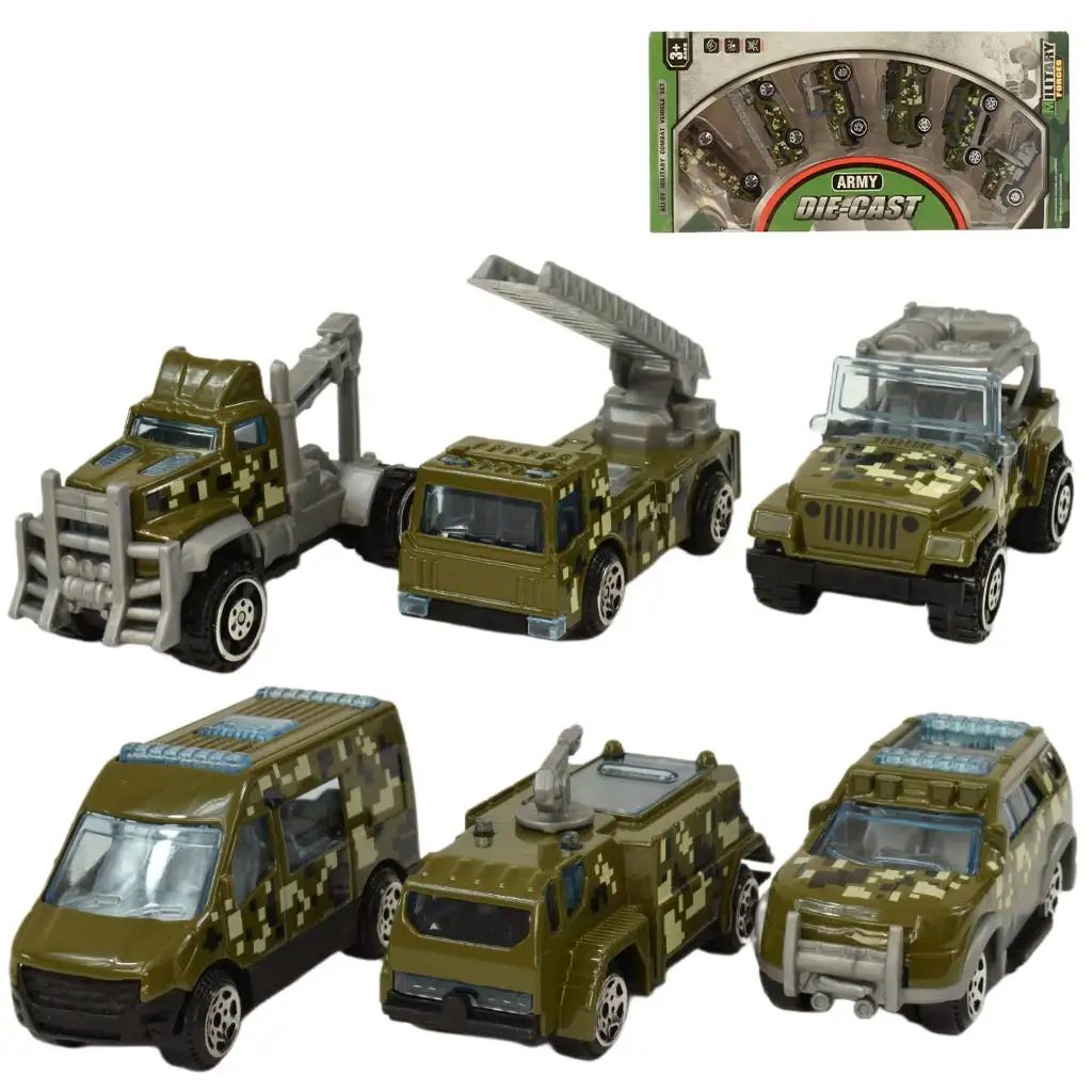 imagen de Army Die-Cast: Set de 6 coches pequeños militares 1