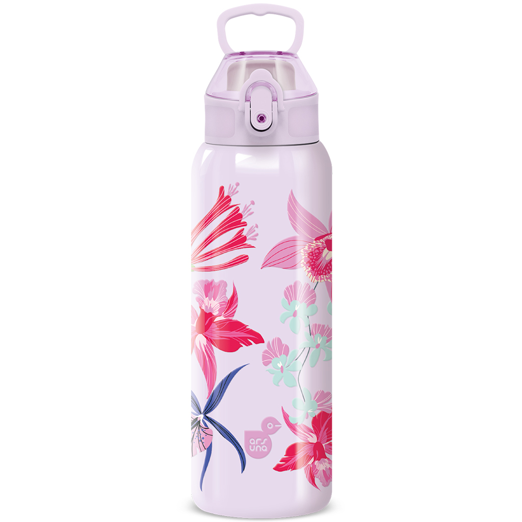 imagen de Ars Una: 3D Beach Flowers lila botella de metal de doble pared 700ml 1