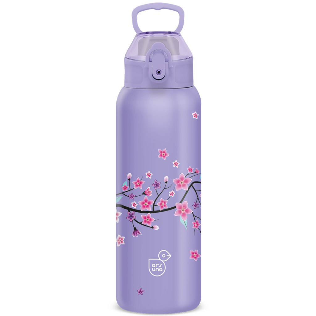 imagen de Ars Una: 3D Snow Flower botella de metal de doble pared lila 700ml 1