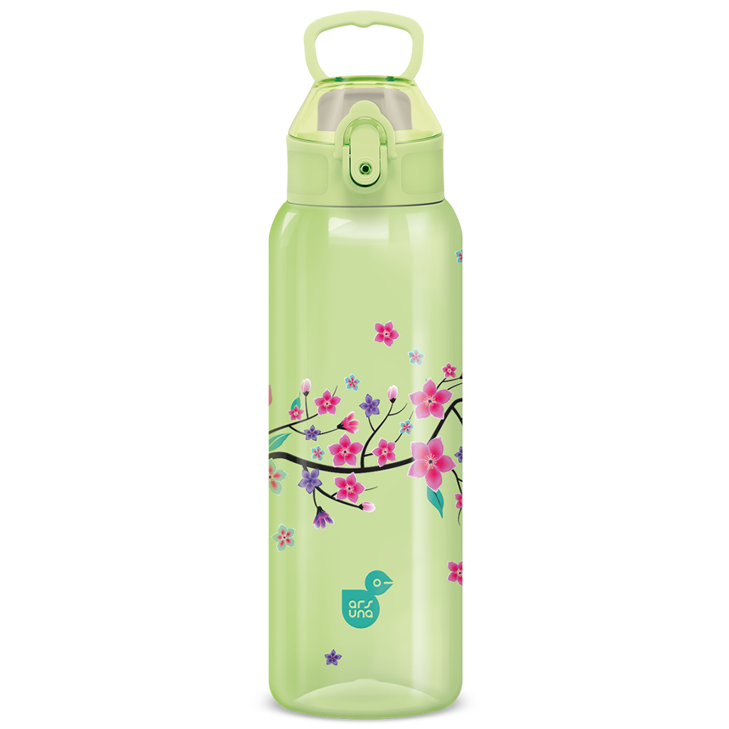 imagen de Ars Una: 3D Snow Flower botella verde con flores BPA-free 700 ml 1