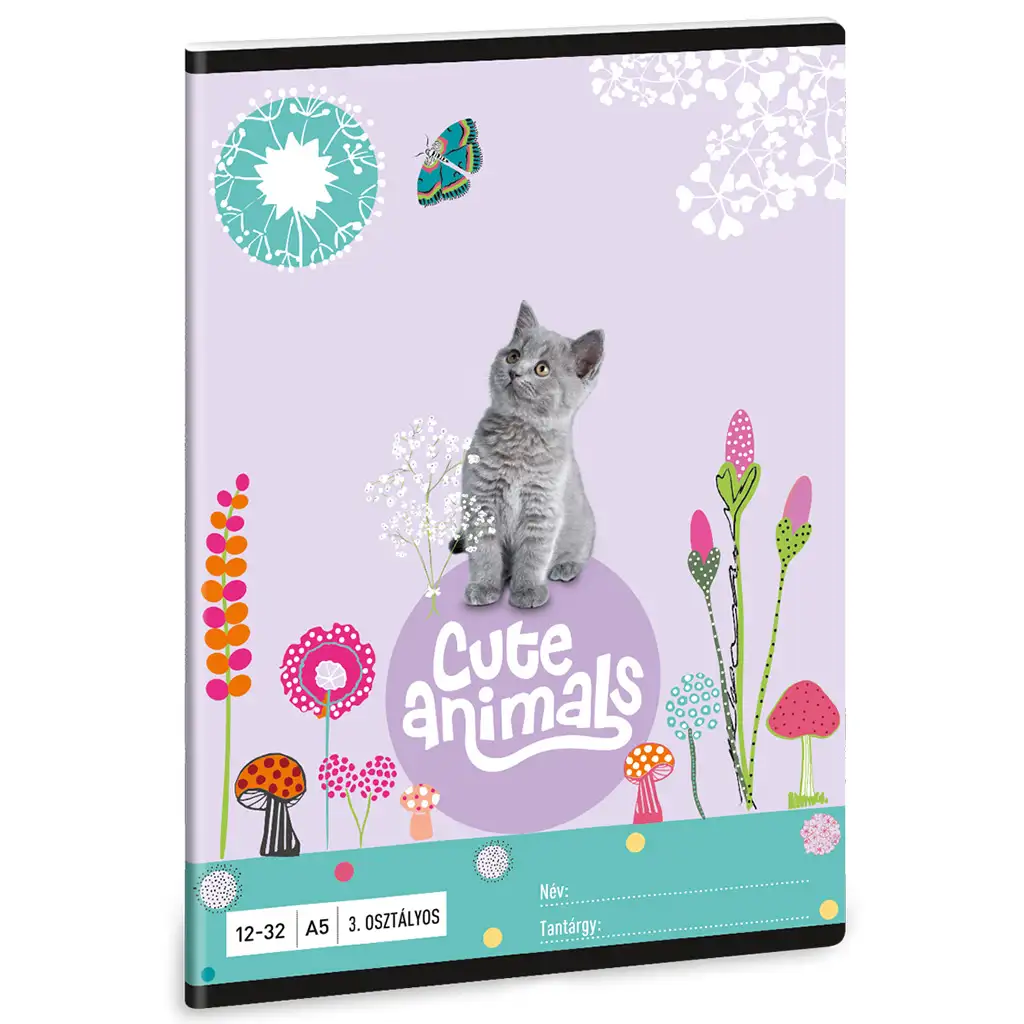imagen de Ars Una: Animales Lindos - Cuaderno de líneas con gatito para 3er grado A/5 1