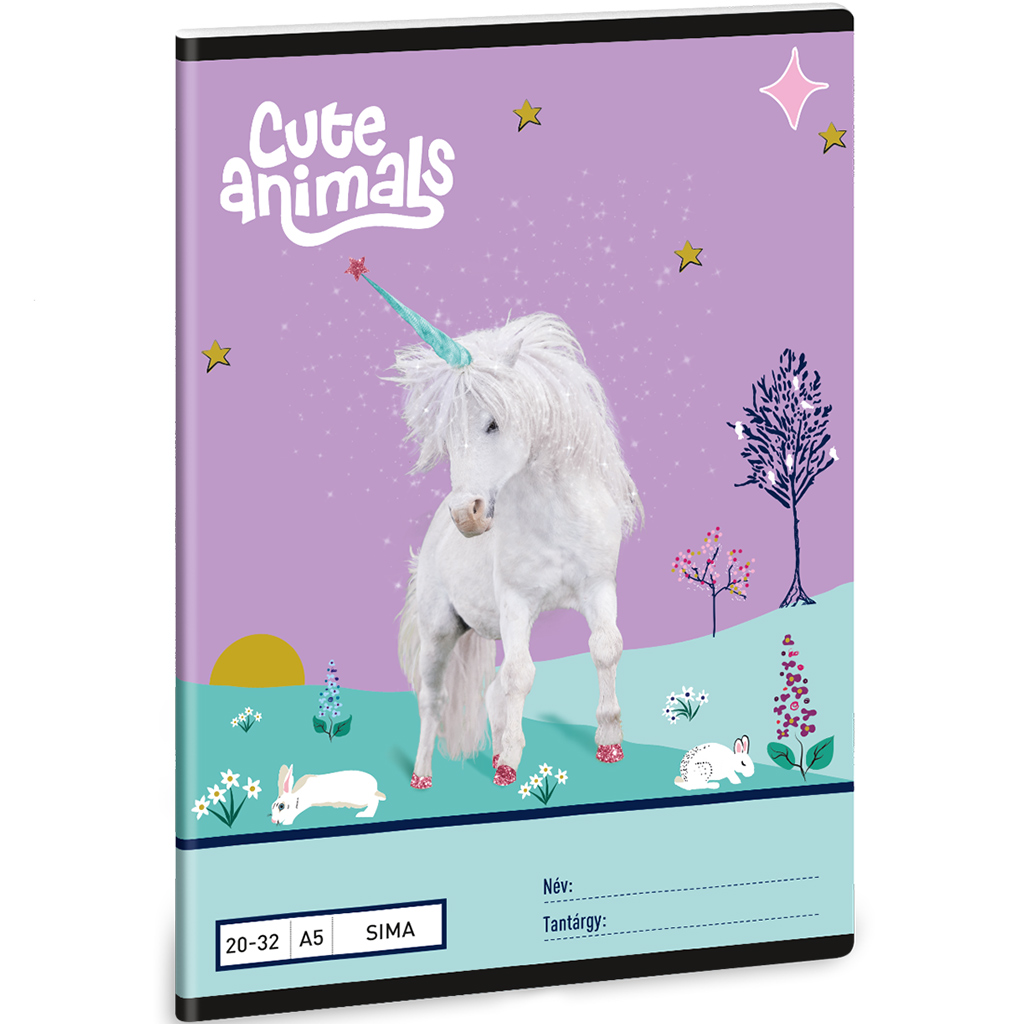 imagen de Ars Una: Animales Lindos - Cuaderno liso con diseño de unicornio A/5 20-32 1