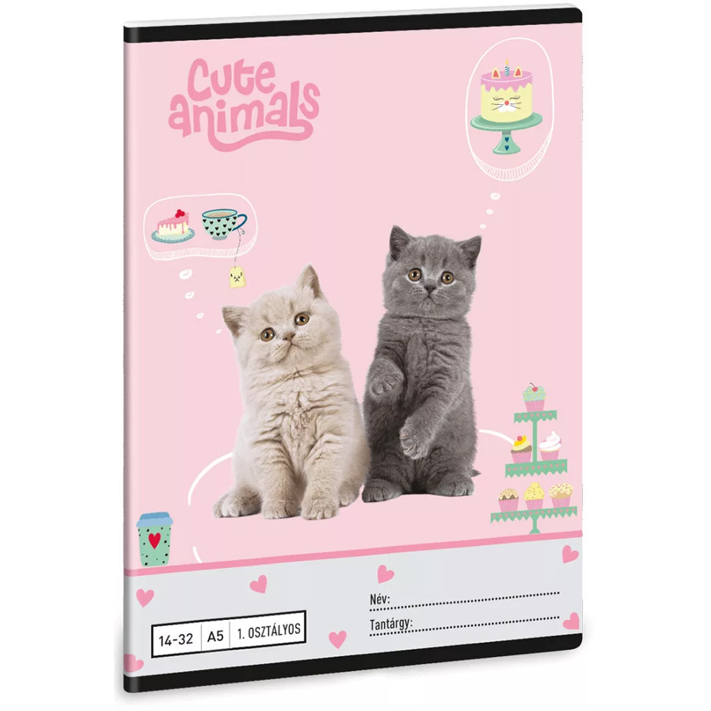imagen de Ars Una: Animales Lindos - Fiesta de Té A/5 Cuaderno de líneas para 1er grado 14-32 1