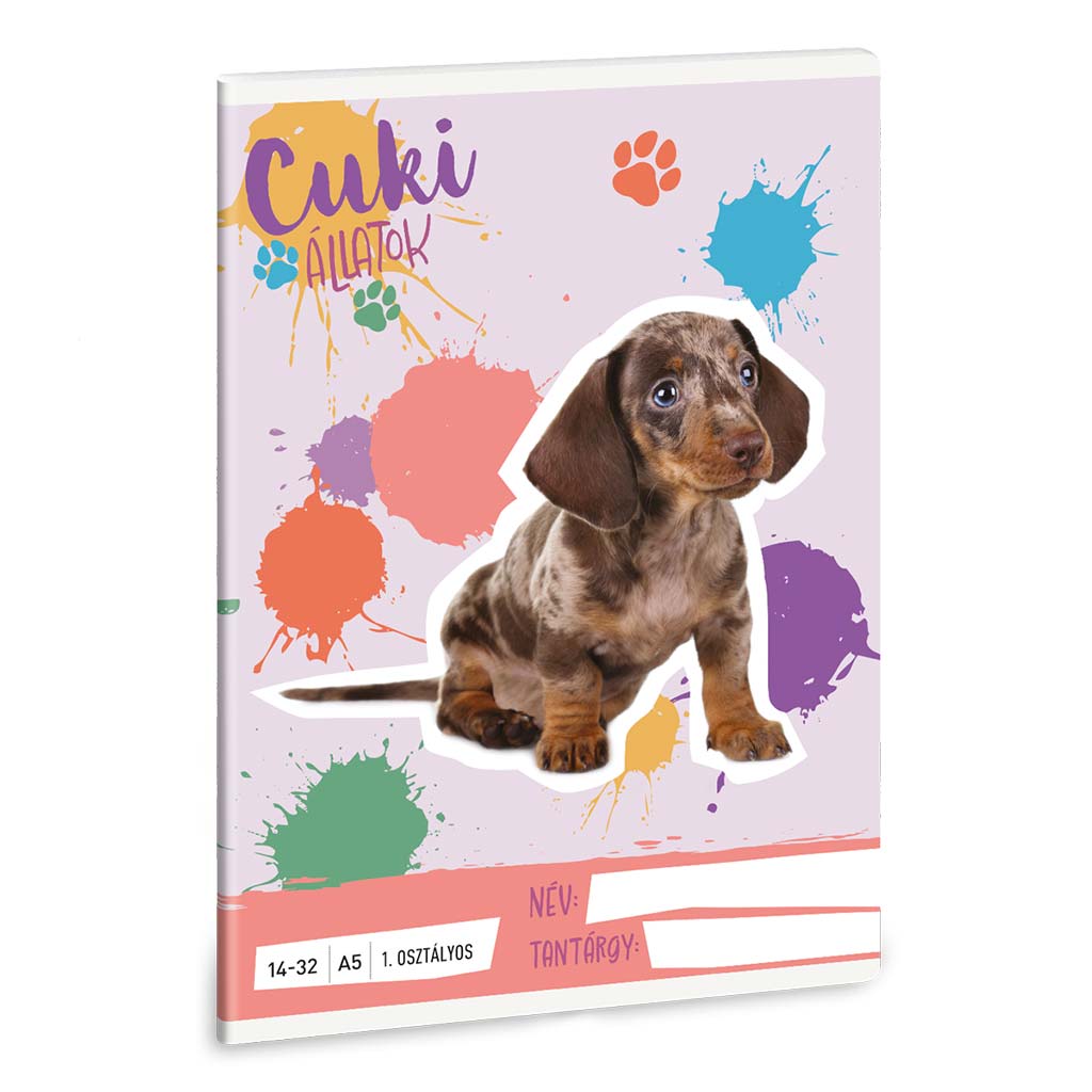 imagen de Ars Una: Animales Lindos - Perro salchicha arlequín A/5 cuaderno de líneas de 1er grado 14-32 1